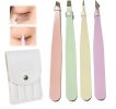 Tweezers Set 4Pcs Eyebrow Tweezer Kit Slanted & Pointed Stainless Steel Tweezers,Tweezer Kit for Shaping Eyebrows Eyelash
